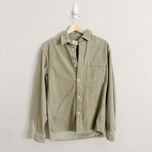 H&M Other - H&M Sage Green Corduroy Button Up Shirt